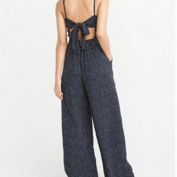 Abercrombie & Fitch Navy Jumpsuit with White Polka Dots - XS - Picture 2 of 6